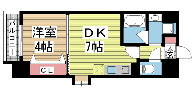 クリエイトビュー三宮磯上公園 405|神戸市中央区磯辺通(JR東海道本線(近畿)三ノ宮駅)のマンション間取 クリエイトビュー三宮磯上公園 405|神戸市中央区磯辺通(JR東海道本線(近畿)三ノ宮駅)のマンション間取