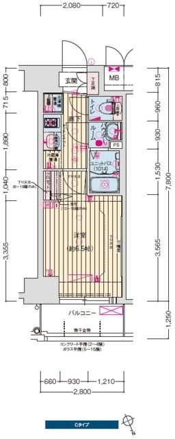 プレサンス神戸キュリオ 0804|神戸市中央区相生町(JR山陽本線神戸駅)のマンション間取 プレサンス神戸キュリオ 0804|神戸市中央区相生町(JR山陽本線神戸駅)のマンション間取