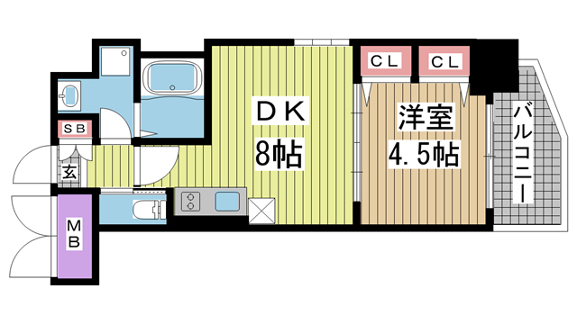 神戸市中央区加納町の賃貸物件間取画像