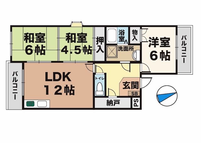 リバーサイド北別府 206|神戸市西区北別府(神戸市営地下鉄線伊川谷駅)のマンション間取 リバーサイド北別府 206|神戸市西区北別府(神戸市営地下鉄線伊川谷駅)のマンション間取