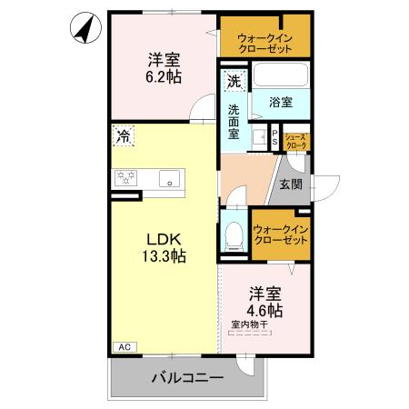 Valle Alta 101|神戸市北区谷上南町(神戸電鉄有馬線谷上駅)のアパート間取 Valle Alta 101|神戸市北区谷上南町(神戸電鉄有馬線谷上駅)のアパート間取