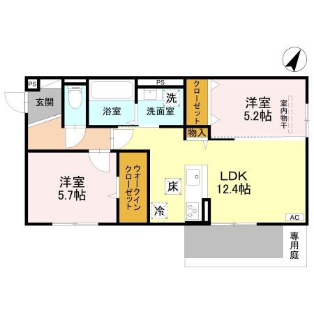 神戸市北区谷上南町の賃貸物件間取画像