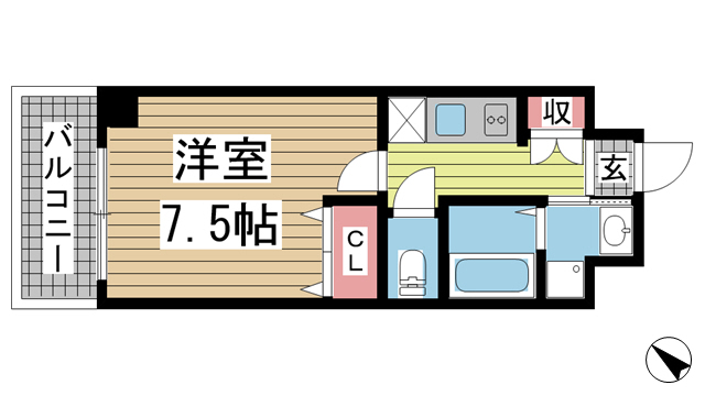 アドバンス神戸グルーブ 505|神戸市中央区生田町(神戸市営地下鉄線新神戸駅)のマンション間取 アドバンス神戸グルーブ 505|神戸市中央区生田町(神戸市営地下鉄線新神戸駅)のマンション間取