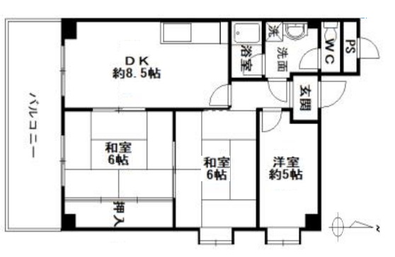 神戸市灘区将軍通の賃貸物件間取画像