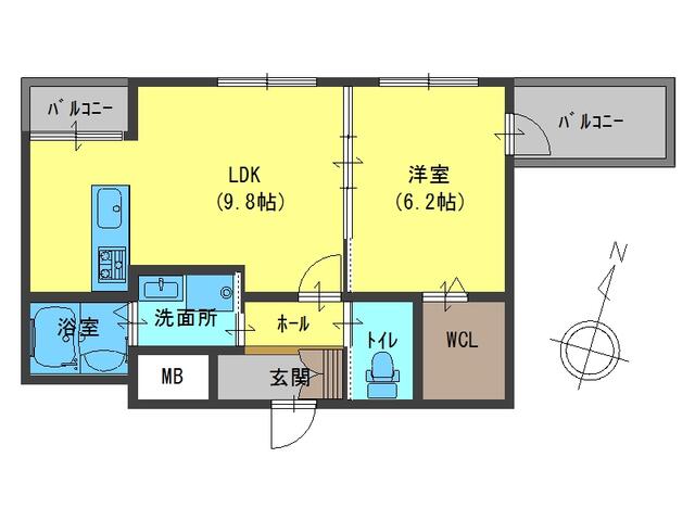7番館 202|神戸市兵庫区浜中町(神戸市営地下鉄海岸線御崎公園駅)のマンション間取 7番館 202|神戸市兵庫区浜中町(神戸市営地下鉄海岸線御崎公園駅)のマンション間取