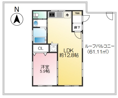 ラムール下三条 501|神戸市兵庫区下三条町(神戸市営地下鉄線大倉山駅)のマンション間取 ラムール下三条 501|神戸市兵庫区下三条町(神戸市営地下鉄線大倉山駅)のマンション間取