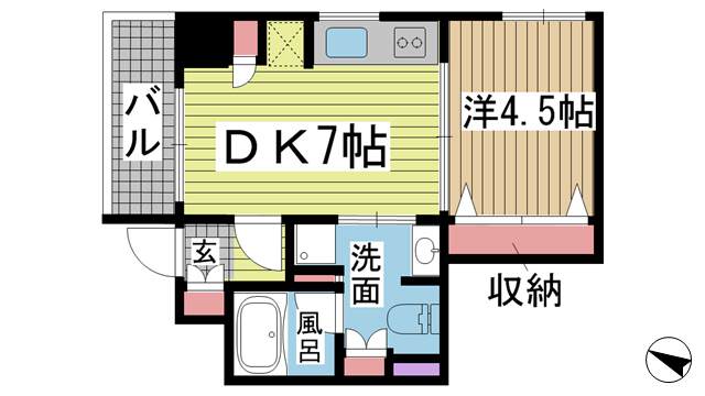 ワコーレディ・アルクス三宮 406|神戸市中央区二宮町(JR東海道本線(近畿)三ノ宮駅)のマンション間取 ワコーレディ・アルクス三宮 406|神戸市中央区二宮町(JR東海道本線(近畿)三ノ宮駅)のマンション間取