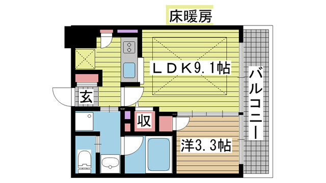 アーバネックス神戸水木通 1304|神戸市兵庫区水木通(JR山陽本線兵庫駅)のマンション間取 アーバネックス神戸水木通 1304|神戸市兵庫区水木通(JR山陽本線兵庫駅)のマンション間取