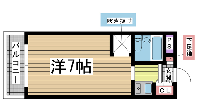 ベルコート春日野道 201|神戸市中央区筒井町(阪急神戸線春日野道駅)のマンション間取 ベルコート春日野道 201|神戸市中央区筒井町(阪急神戸線春日野道駅)のマンション間取